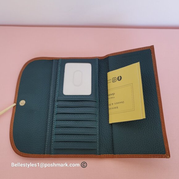 DOONEY & BOURKE Pebbled Grain Leather Continental Clutch Wallet- Teal color⭐ - Picture 15 of 16